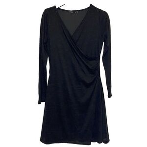 Prana Nadia Grey Faux Wrap Long Sleeve Dress Size Medium